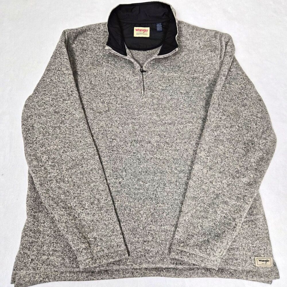 Wrangler Authentics Sweater Fleece 1/4 Zip Pullover Mens Large Oatmeal Heather